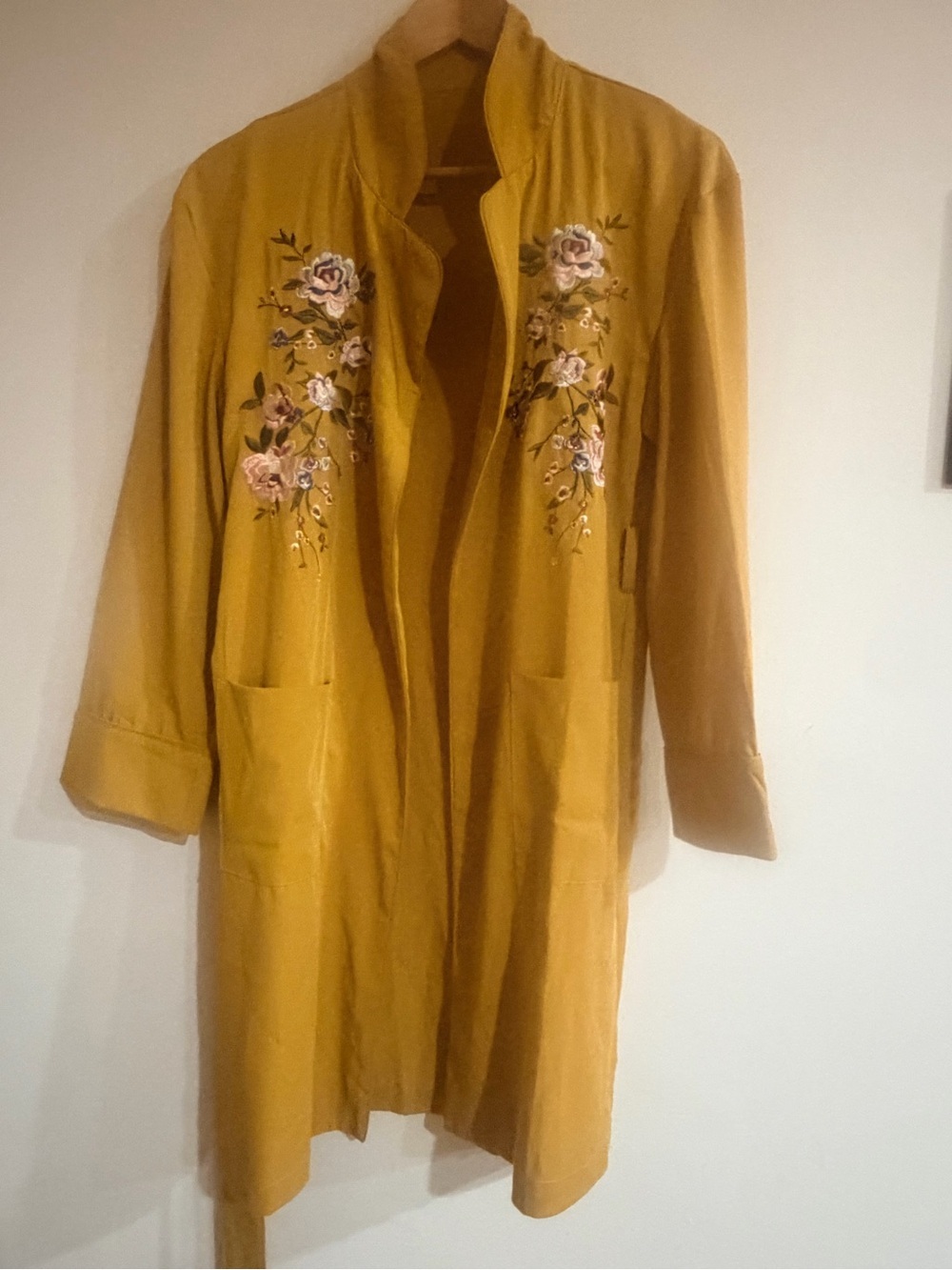 Embroidered Mustard Yellow Robe - Picture 3 of 10